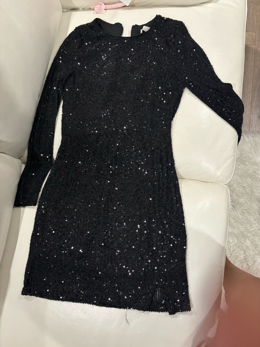 Gianni Bini Black Sequin Long Sleeve Cocktail Dress